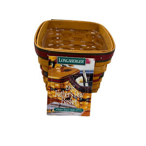 1998 Longaberger Father's Day Finder's Keepers Basket w/Protector 6L 6W 5.25H